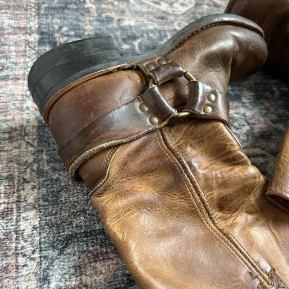 Frye Brown harness engineer Leather Men's Boots 7.5 - Picture 3 of 4